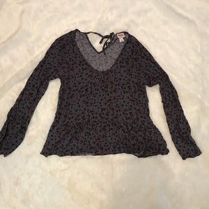 Navy long sleeve floral top